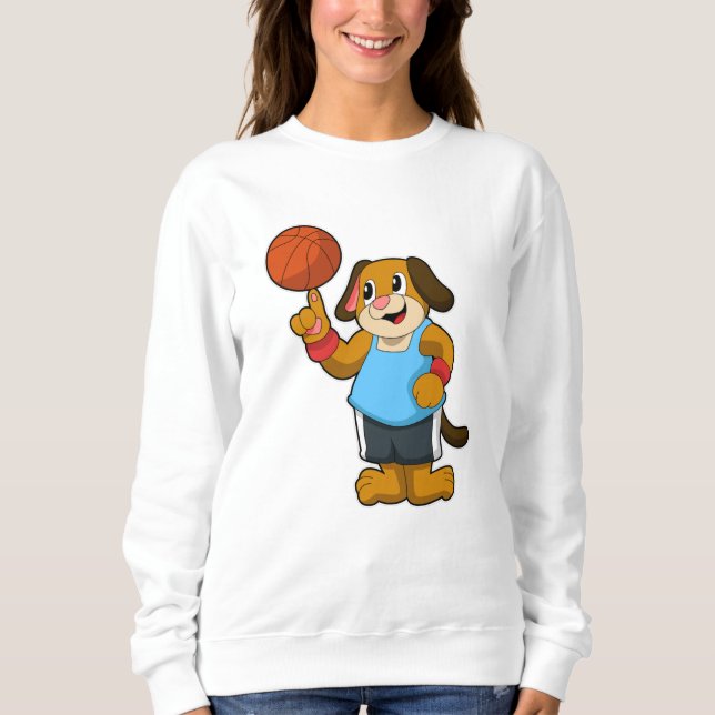 Hund som basketspelare med basket t shirt (Framsida)