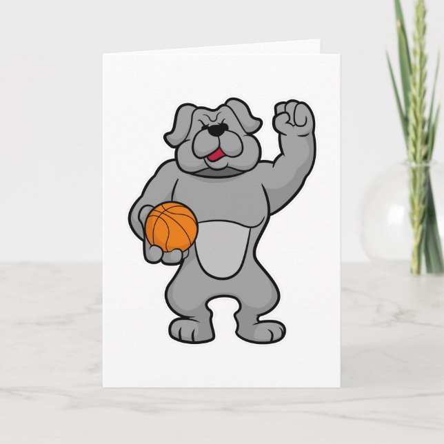 Hund som basketspelare med basketboll kort (Framsida)