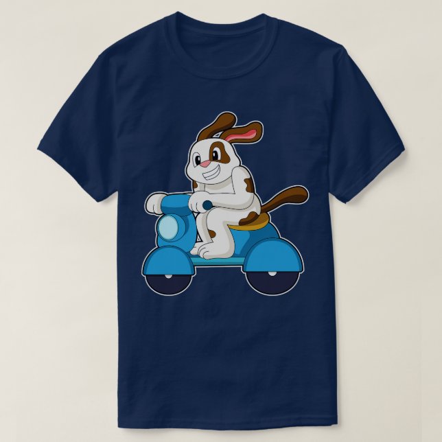 Hund som Biker med Scooter 3 T Shirt (Design framsida)