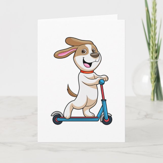 Hund som Biker med Scooter Kort (Framsida)