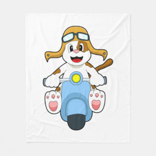 Hund som Biker med Scooter.PNG Fleecefilt