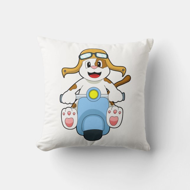 Hund som Biker med Scooter.PNG Kudde (Framsida)
