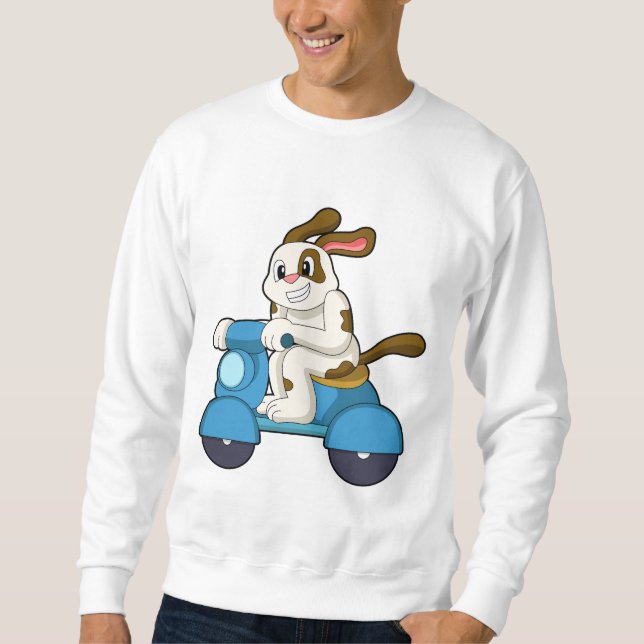 Hund som Biker med Scooter.PNG Lång Ärmad Tröja (Framsida)