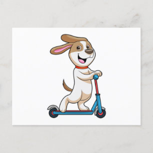 Hund som Biker med Scooter Vykort