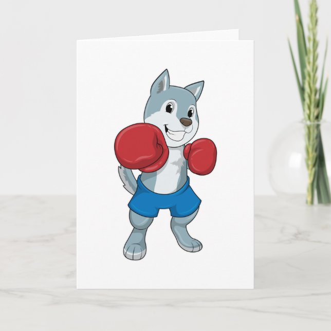 Hund som boxare med boxhandskar kort (Framsida)
