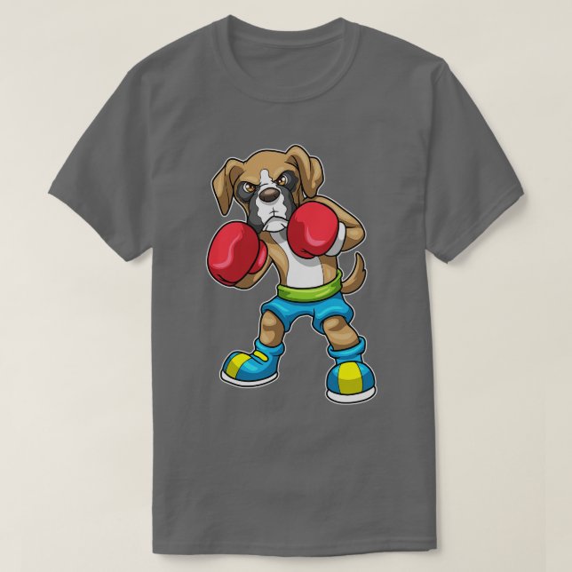 Hund som Boxer med Boxinghandskar 1 T Shirt (Design framsida)