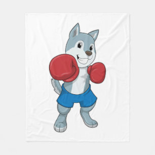 Hund som Boxer med Boxinghandskar Fleecefilt