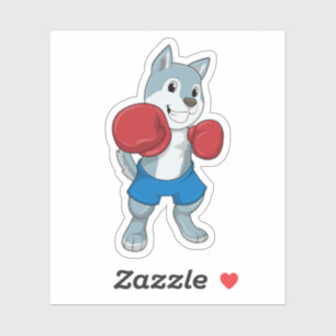 Hund som Boxer med Boxinghandskar Klistermärken
