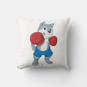 Hund som Boxer med Boxinghandskar Kudde