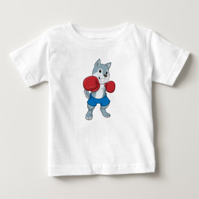 Hund som Boxer med Boxinghandskar T Shirt (Framsida)