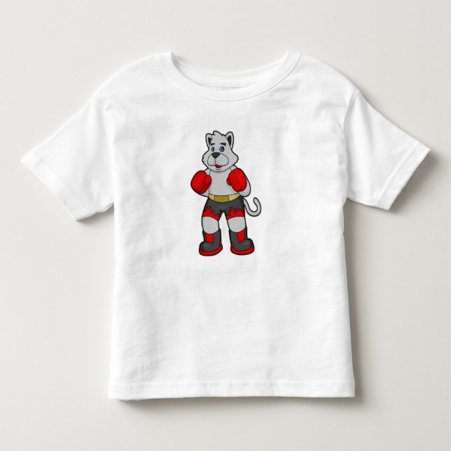 Hund som Boxer med Boxinghandskar T Shirt (Framsida)