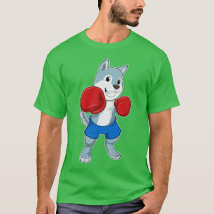 Hund som Boxer med Boxinghandskar T Shirt