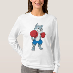 Hund som Boxer med Boxinghandskar T Shirt