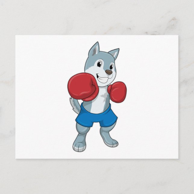 Hund som Boxer med Boxinghandskar Vykort (Framsida)