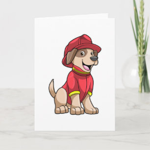 Hund som brandman med brandhelm kort