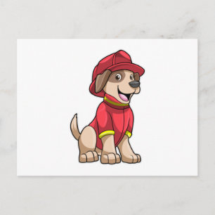 Hund som brandman med brandhelm vykort
