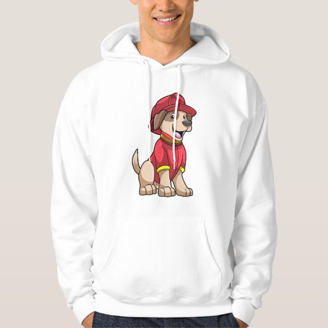 Hund som brandman med brandhjälm hoodie (Framsida)