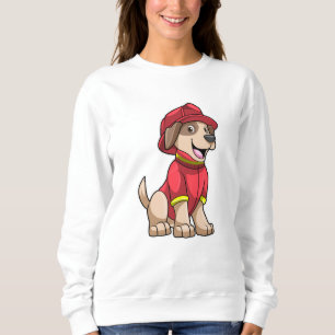 Hund som brandman med brandhjälm t shirt