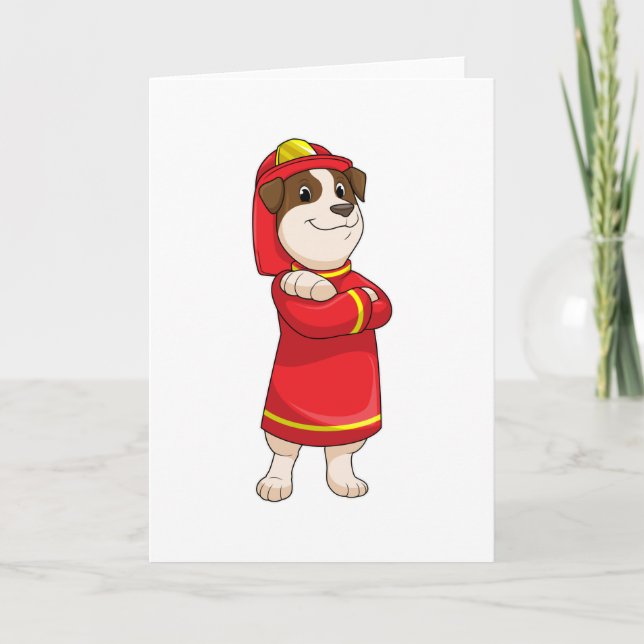 Hund som brandman med Helmet Kort (Framsida)