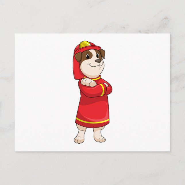 Hund som brandman med Helmet Vykort (Framsida)