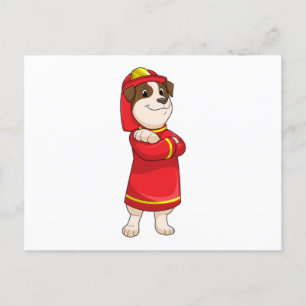 Hund som brandman med hjälm vykort