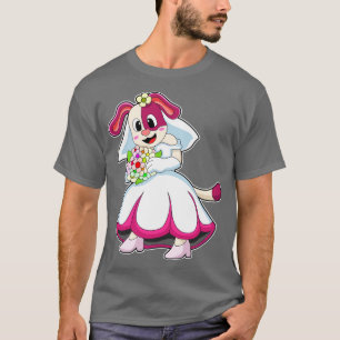 Hund som Bride med Bröllop klänningsblommor T Shirt