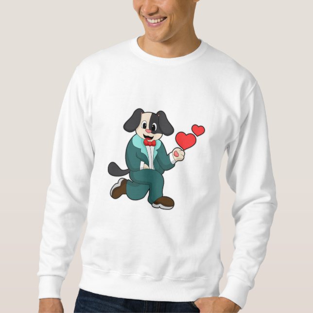 Hund som brudgumme med kostym och slips lång ärmad tröja (Framsida)