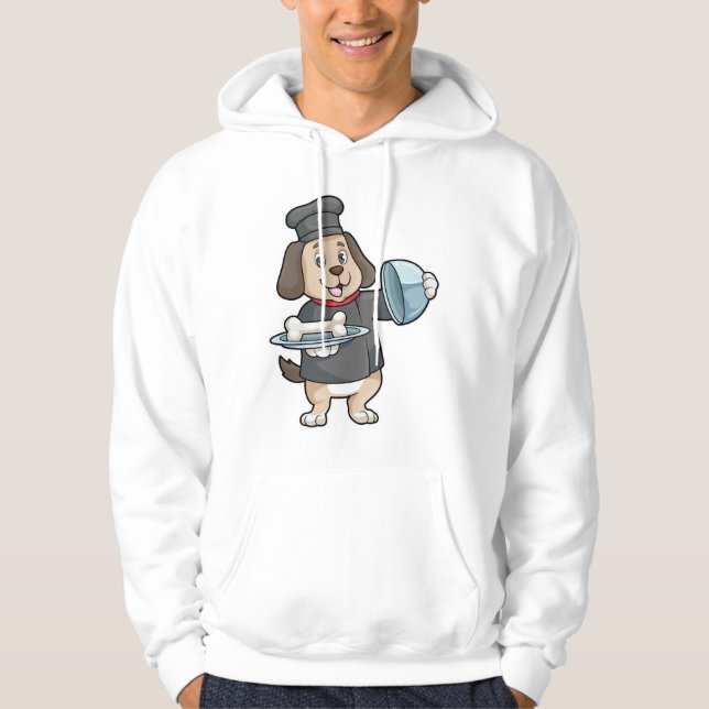 Hund som Chef med Platter & Bones Hoodie (Framsida)