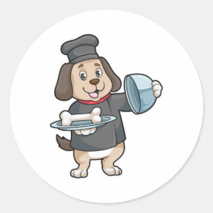 Hund som Chef med Platter & Bones Runt Klistermärke