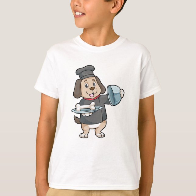 Hund som Chef med Platter & Bones T Shirt (Framsida)