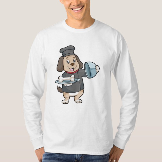 Hund som Chef med Platter & Bones T Shirt (Framsida)