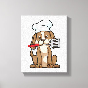 Hund som Cook med Chef's hat & Spatula Canvastryck