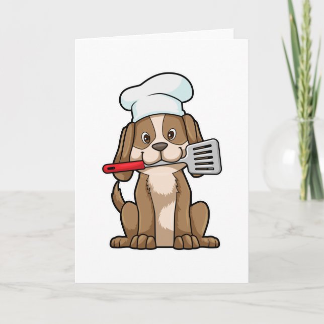 Hund som Cook med Chef's hat & Spatula Kort (Framsida)