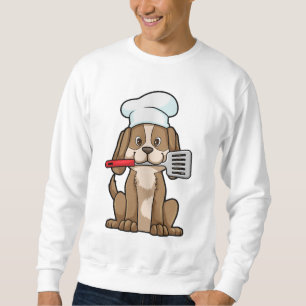 Hund som Cook med Chef's hat & Spatula Lång Ärmad Tröja