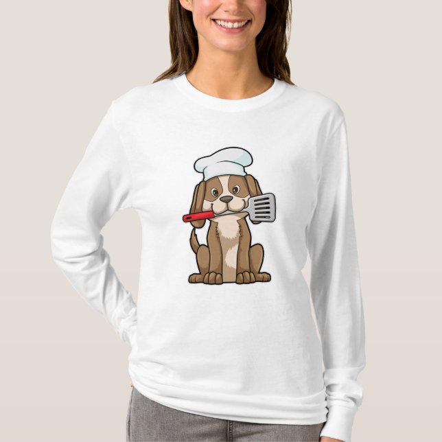 Hund som Cook med Chef's hat & Spatula T Shirt (Framsida)