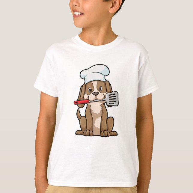 Hund som Cook med Chef's hat & Spatula T Shirt (Framsida)