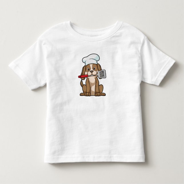 Hund som Cook med Chef's hat & Spatula T Shirt (Framsida)