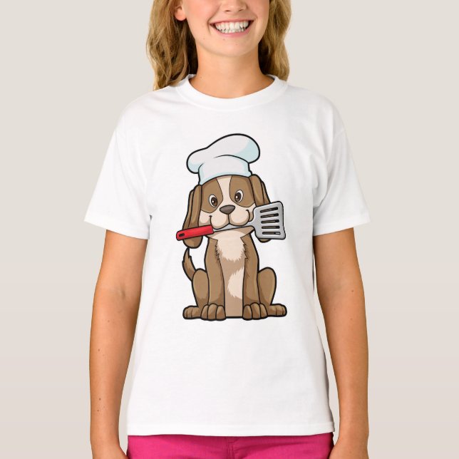 Hund som Cook med Chef's hat & Spatula T Shirt (Framsida)