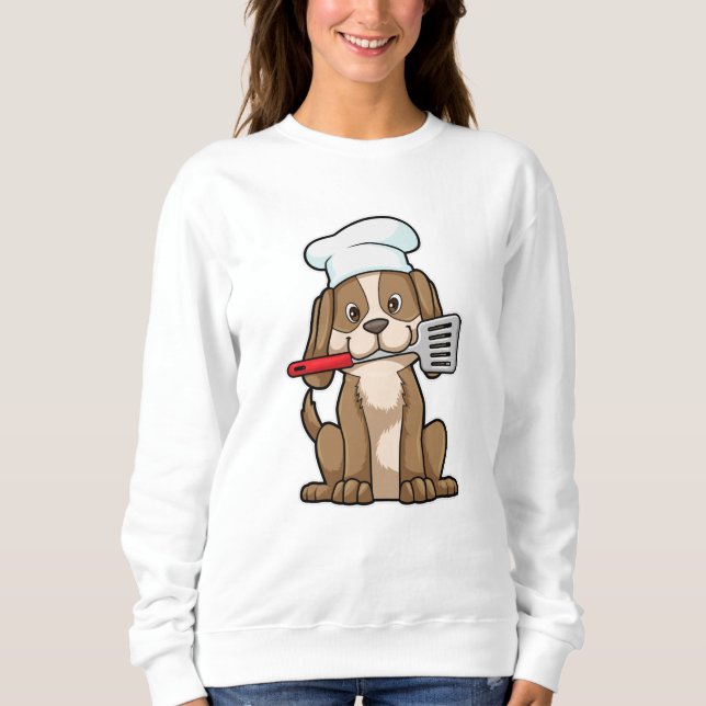 Hund som Cook med Chef's hat & Spatula T Shirt (Framsida)