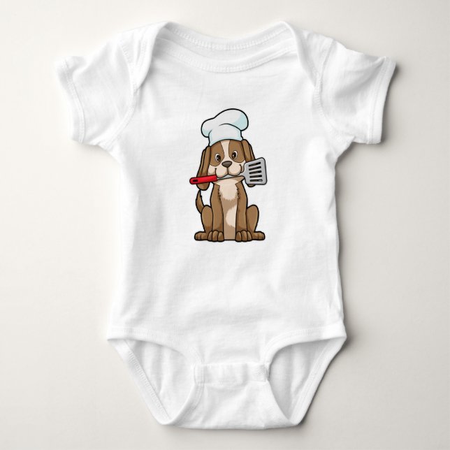 Hund som Cook med Chef's hat & Spatula T Shirt (Framsida)