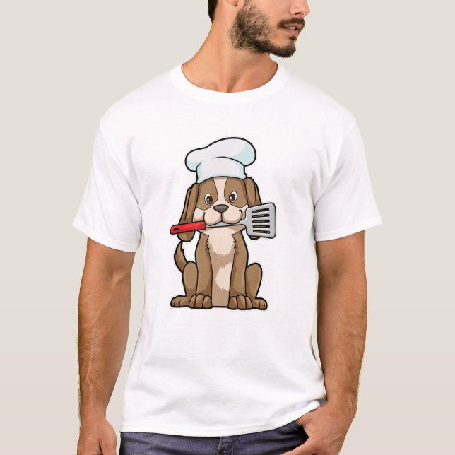 Hund som Cook med Chef's hat & Spatula T Shirt (Framsida)