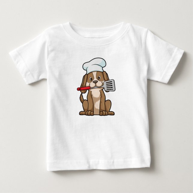 Hund som Cook med Chef's hat & Spatula T Shirt (Framsida)
