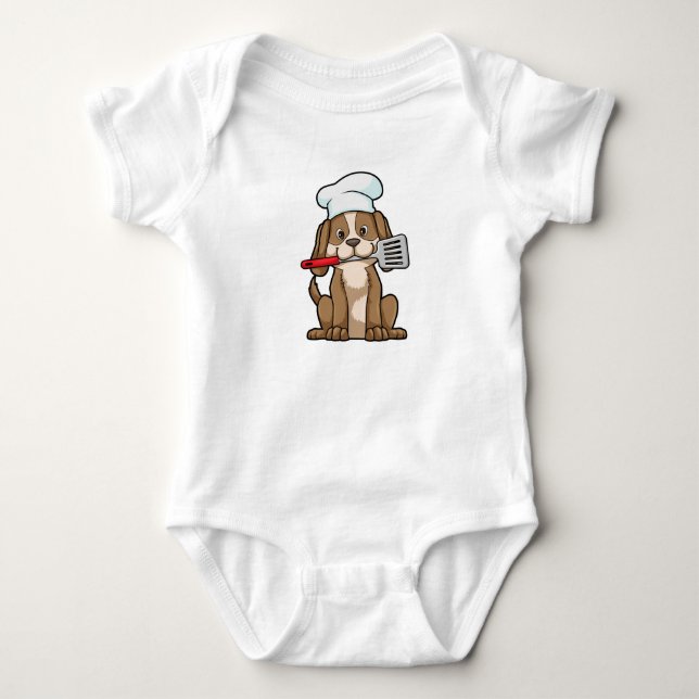 Hund som Cook med Chef's hat & Spatula T Shirt (Framsida)