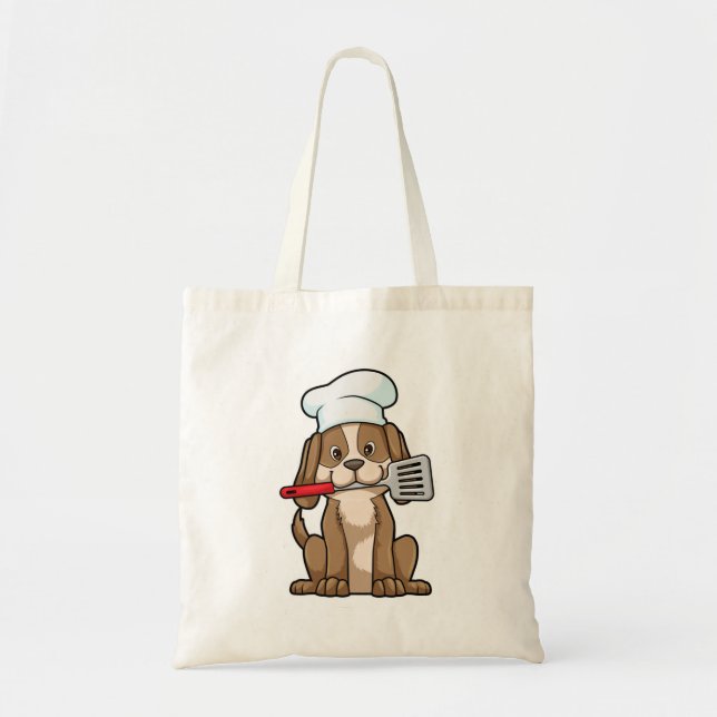 Hund som Cook med Chef's hat & Spatula Tygkasse (Framsidan)