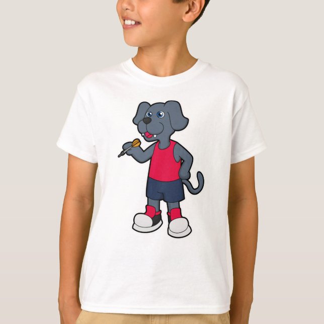 Hund som Dart-spelare med mörkt ljus T Shirt (Framsida)
