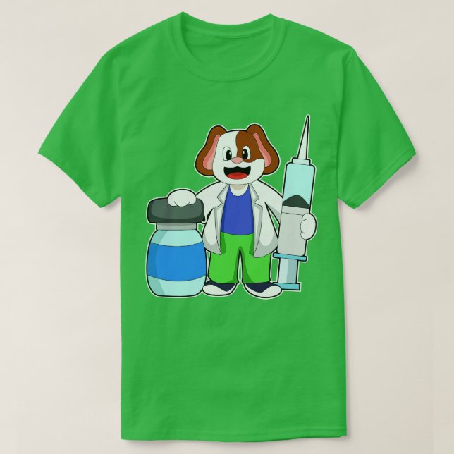 Hund som Doktor med sprutan T Shirt (Design framsida)