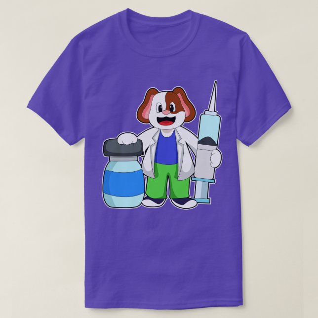 Hund som Doktor med sprutan T Shirt (Design framsida)