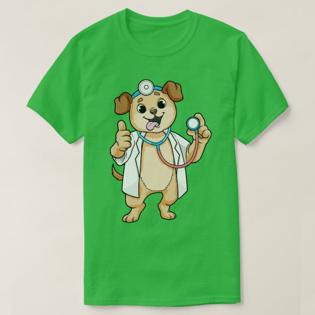 Hund som Doktor med Stethoscope T Shirt (Design framsida)