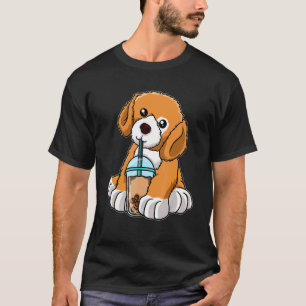 Hund som dricker tugga-tea-djur med Boba Tea T Shirt