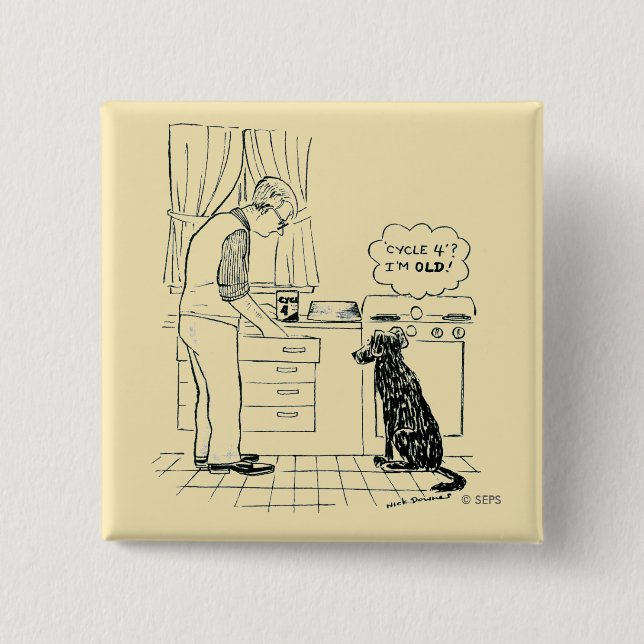 Hund som får äldre knapp (Framsida)